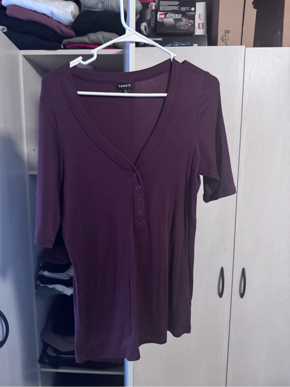 torrid Deep Plum Henley Short Sleeve Top
